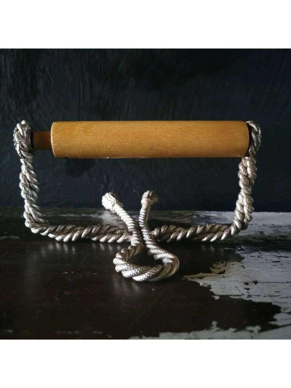 Vintage Metal Braided Rope With Tassels Toilet Paper Holder, Vintage Glam Bathro